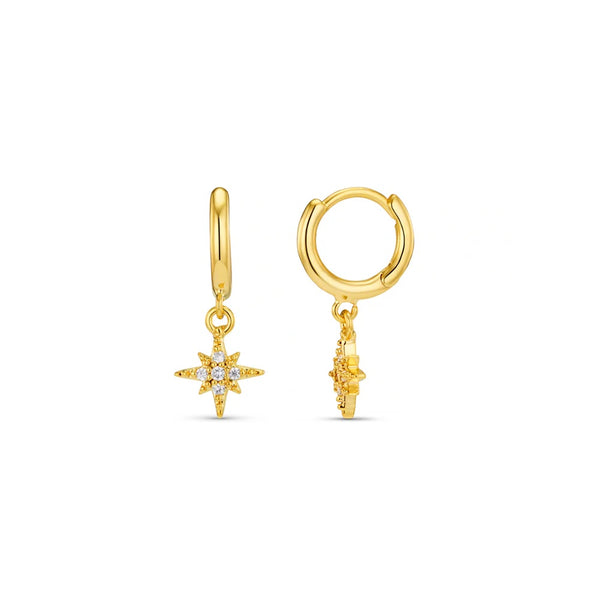 Orelia Jewellery Pavé Starburst Mini Micro Hoop Earrings - Gold
