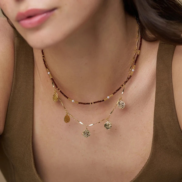 Orelia Molten Coin Multi Drop Necklace