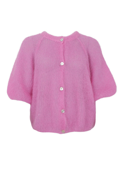 Black Colour BCBjoerk Patent Knitted Cardigan - Pink