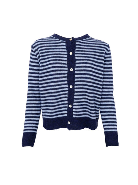 Black Colour BCDell Striped Knit Cardigan - Navy
