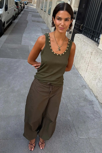 Never Fully Dressed Studded Vest - Khaki