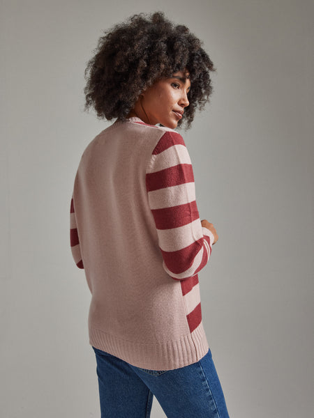 Salts Cashmere Lofty Crew Neck Sweater - Rose / Pale Pink
