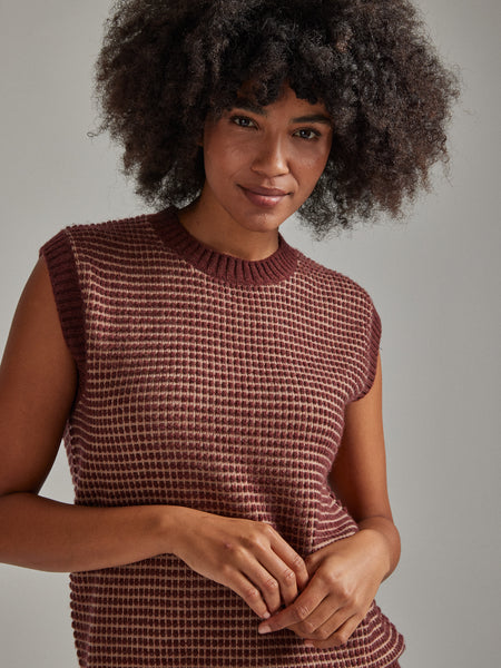 Salts Cashmere Textured Stitch Tank Top - Spice / Oatmeal