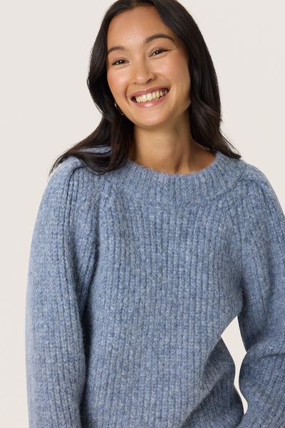 Soaked In Luxury SLPleoni Pullover - Bijou Blue Melange