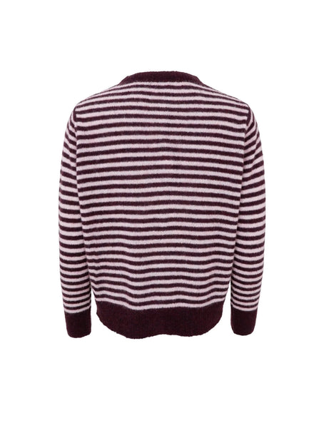 Black Colour BCDell Striped Knit Cardigan - Plum