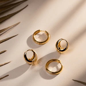 Orelia Jewellery Polished Domed Taper Hoop Earrings - Gold