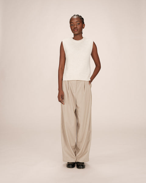 Grace & Mila Say Sleeveless Wool 7 Alpaca Tank - Ecru