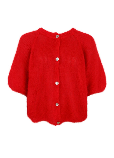 Black Colour BCBjoerk Patent Knitted Cardigan - Red
