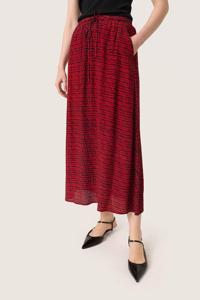 Soaked In Luxury Alize Salsa Square Print Skirt - Red