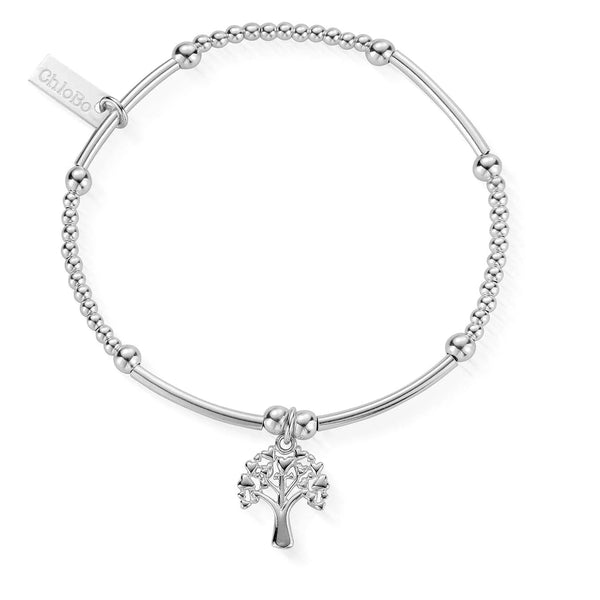 ChloBo Cute Mini Heart Tree Of Life Bracelet - Silver