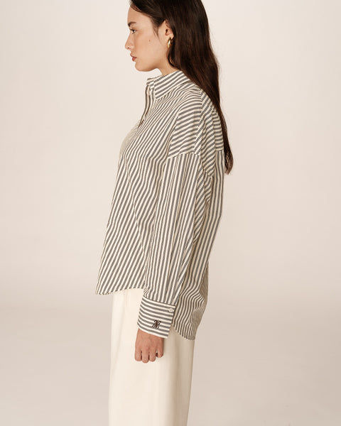 Grace & Mila Oversized Stripe Shirt - Ecru