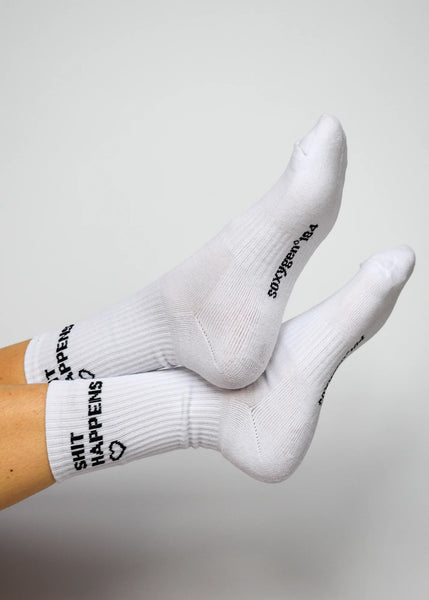 Soxygen Socks ' Shit Happens' Socks - White One Size