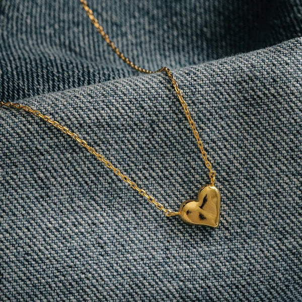 Orelia Molten Heart Stationed Necklace - Gold