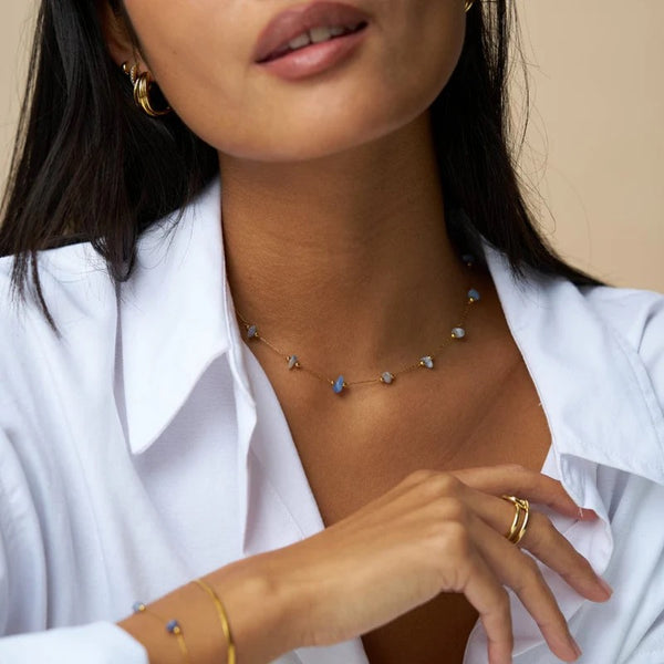 Orelia Jewellery Semi-Precious Sodalite Stationed Chip Necklace