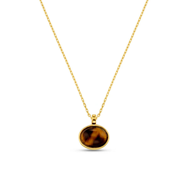 Orelia Jewellery Semi-Precious Tiger's Eye Pendant Necklace - Gold