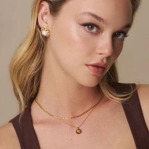 Orelia Jewellery Semi-Precious Tiger's Eye Pendant Necklace - Gold