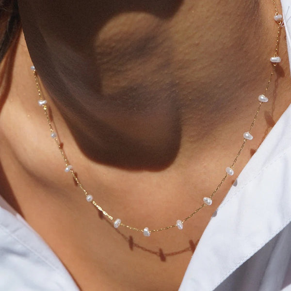 Orelia Jewellery Pearl Stationed Chain Necklace - Gold