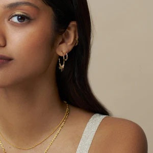 Orelia Jewellery Mixed Plate Bead & Star Hoop Earrings - Gold & Silver