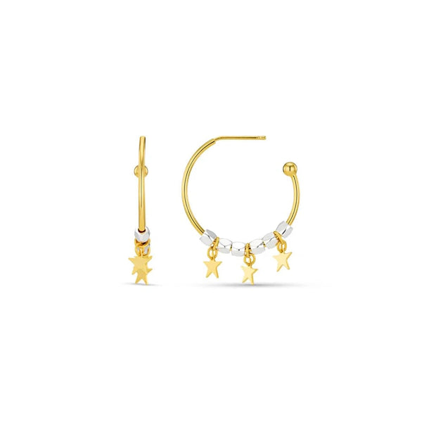 Orelia Jewellery Mixed Plate Bead & Star Hoop Earrings - Gold & Silver