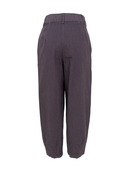 Black Colour BCMille Barrel Leg Stripe Trousers - Coffee