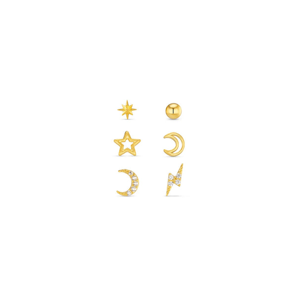 Orelia Jewellery Celestial Stud Pack Ear Party - Gold
