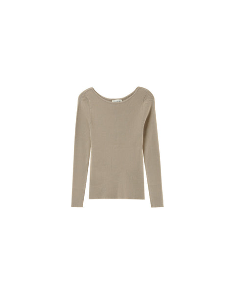 Grace & Mila Pacome Stripe Boat Neck Top - Beige