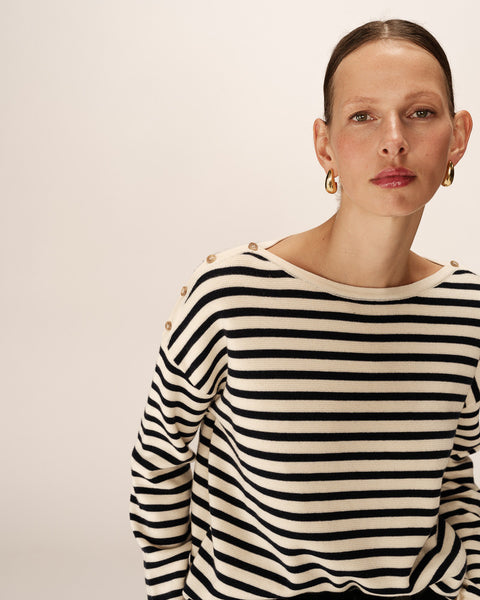Grace & Mila Pachamama Stripe Sweater - Ecru