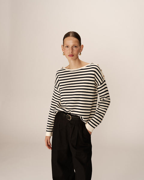Grace & Mila Pachamama Stripe Sweater - Ecru