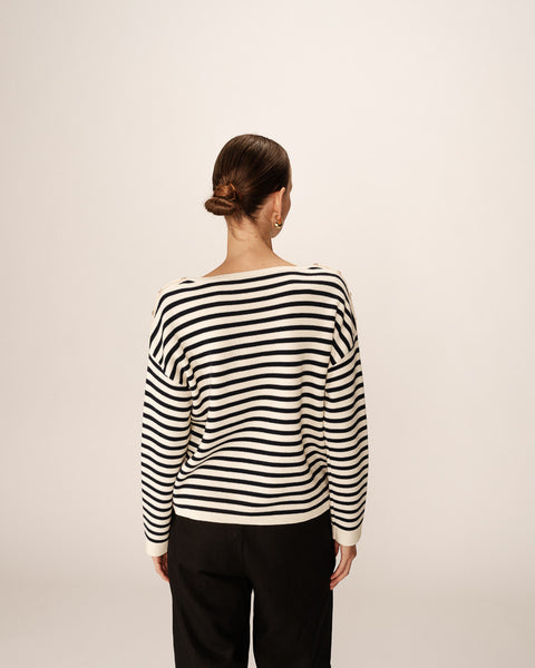 Grace & Mila Pachamama Stripe Sweater - Ecru