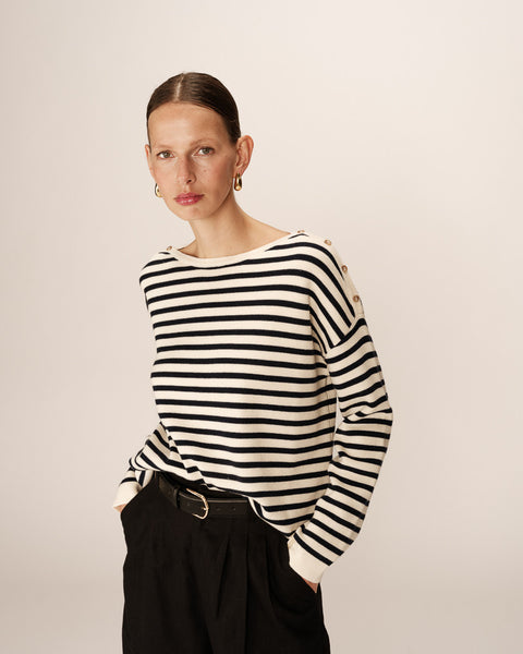 Grace & Mila Pachamama Stripe Sweater - Ecru