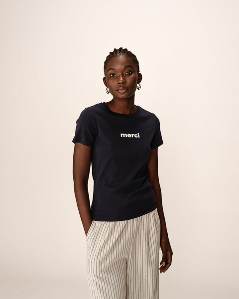 Grace & Mila 'merci' T-Shirt - Marine