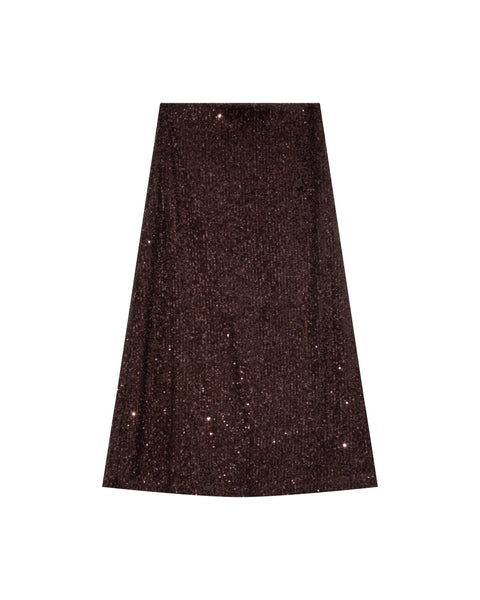Grace & Mila Tailana Sequin Skirt - Chocolate