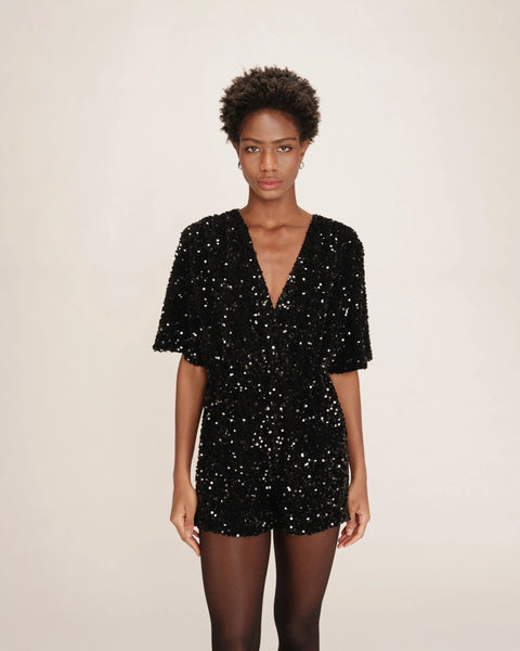 Grace & Mila Thalassa Sequin Playsuit - Black