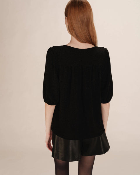 Grace & Mila Timide V Neck Top - Black