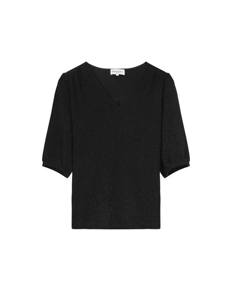 Grace & Mila Timide V Neck Top - Black