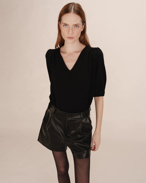 Grace & Mila Timide V Neck Top - Black