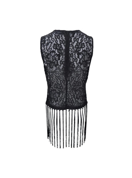 Black Colour BCVea Tassle Top - Black