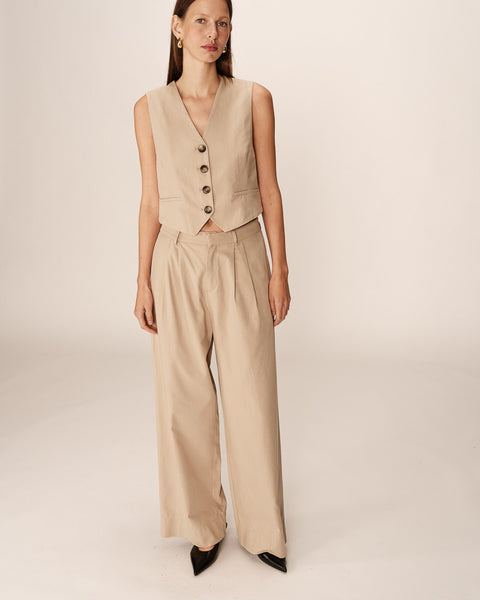 Grace & Mila Peter Wide Leg Trousers -Beige
