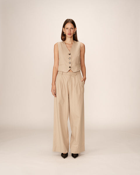 Grace & Mila Peter Wide Leg Trousers -Beige