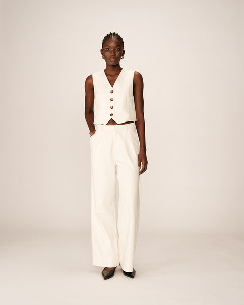 Grace & Mila Peter Wide Leg Trousers - Light Ecru