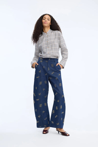 Munthe Veiling Pussy Bow Blouse - Mix Blue