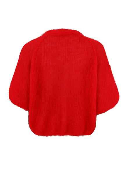 Black Colour BCBjoerk Patent Knitted Cardigan - Red