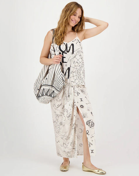 Me369 Luna Zodiac Tie Front Linen Skirt