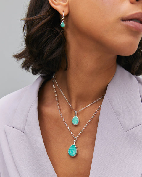 Anna Beck Medium Amazonite Drop Pendant Necklace - Silver