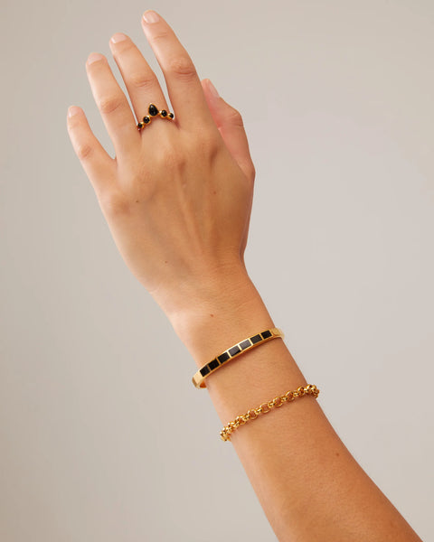 Anna Beck Black Onyx V Ring - Gold