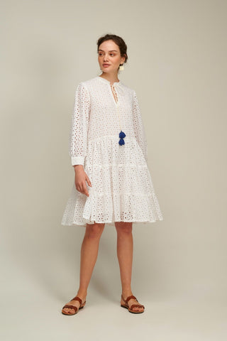 Handprint Dream Apparel Broiderie Anglaise Dress - White