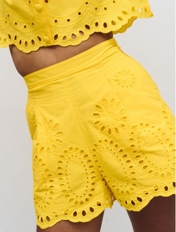Idano Quoc Broderie Anglasie Shorts - Citron