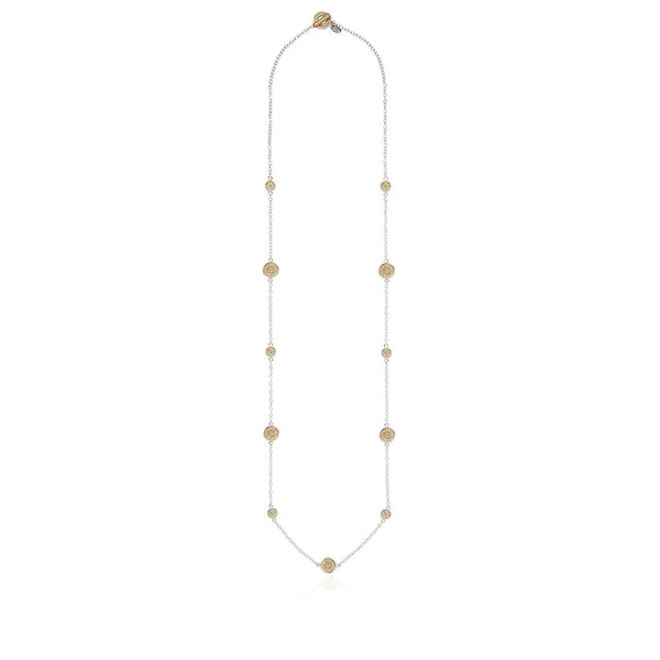 Anna Beck Multi Long Station Multi Disc Necklace - Silver & Gold