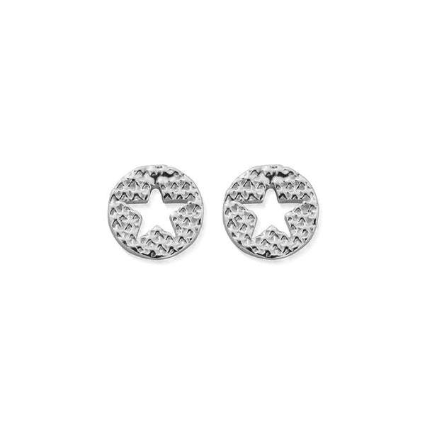 ChloBo Star In Circle Stud Earrings - Silver