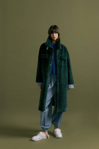 Molliolli Long Faux Fur Coat - Green